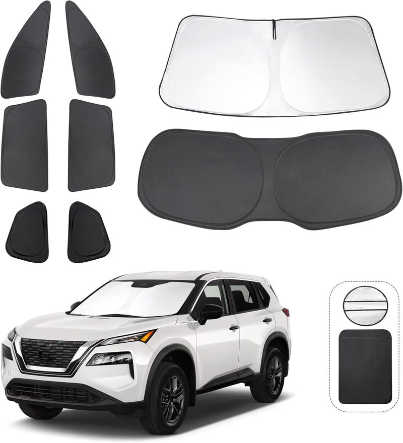 TINGLU Window Shades for Nissan Rogue 2021-2024 2025(NOT for Rogue Sport) Accessories Car Side Full Windows Cover Camping Rear Triangular Windshield Sun Shade Sun UV Rays Privacy Protection 8PCS - Image 1